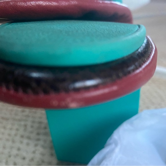 Tieks Red Leather Flats with Turquoise Accent - Picture 5 of 7